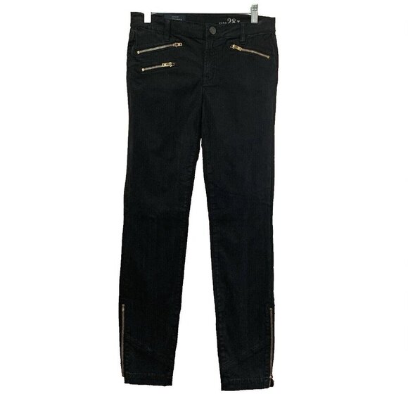 J Crew Toothpick Denim Women's 28 Black Moto Jeans Ankle Zip 30x28.5 - Picture 2 of 8
